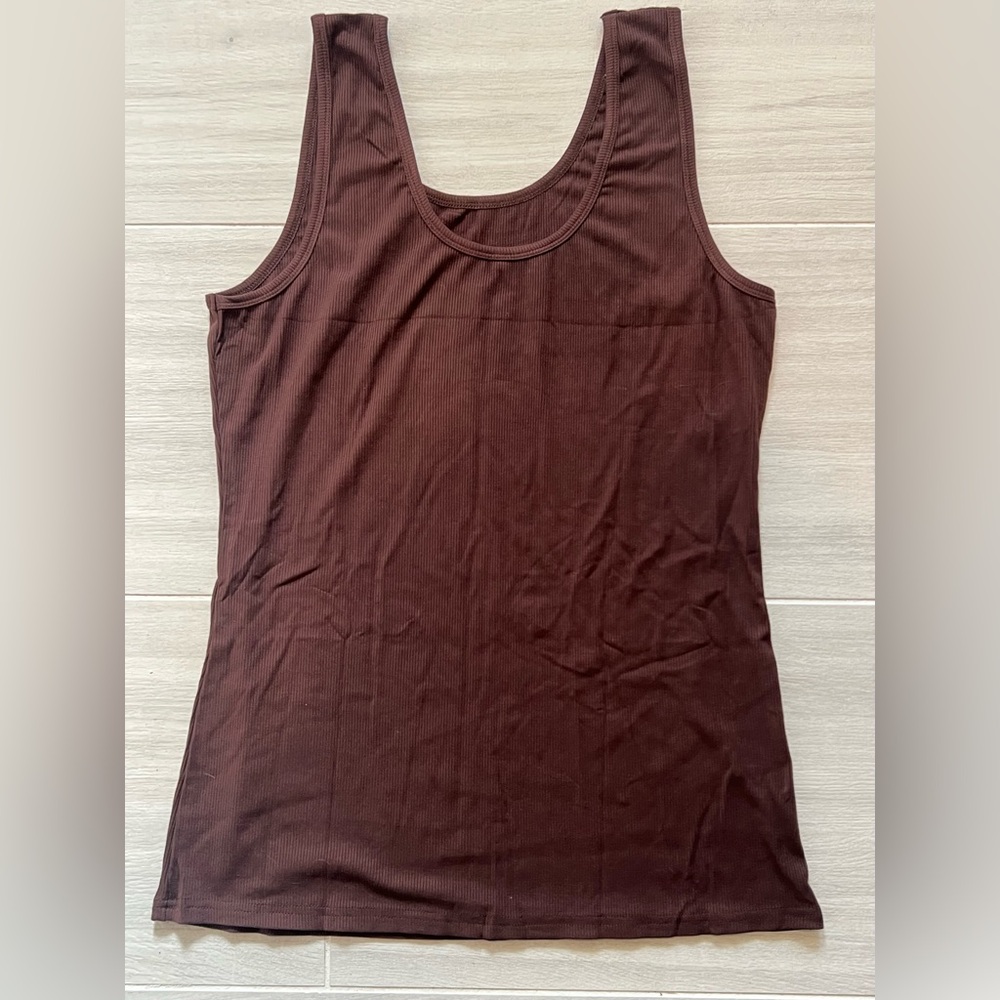 Amazon Brown Sleeveless Fitted Tank Top